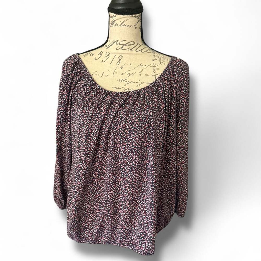 Michael Kors Blue Pink Mini Flower Shirt Size XL